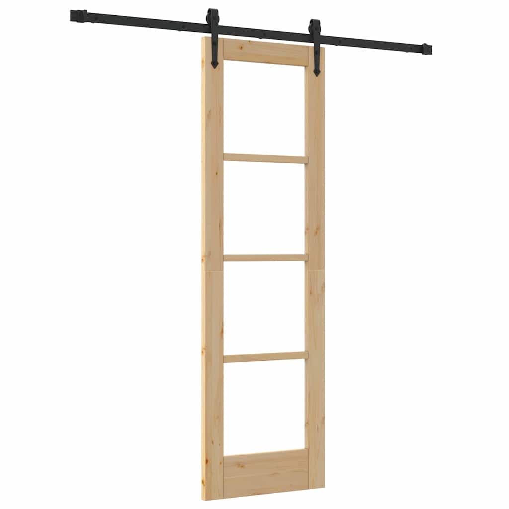 Csúszó ajtó Természetes 61 x 198,5 cm Tömör fenyőfa és üveg