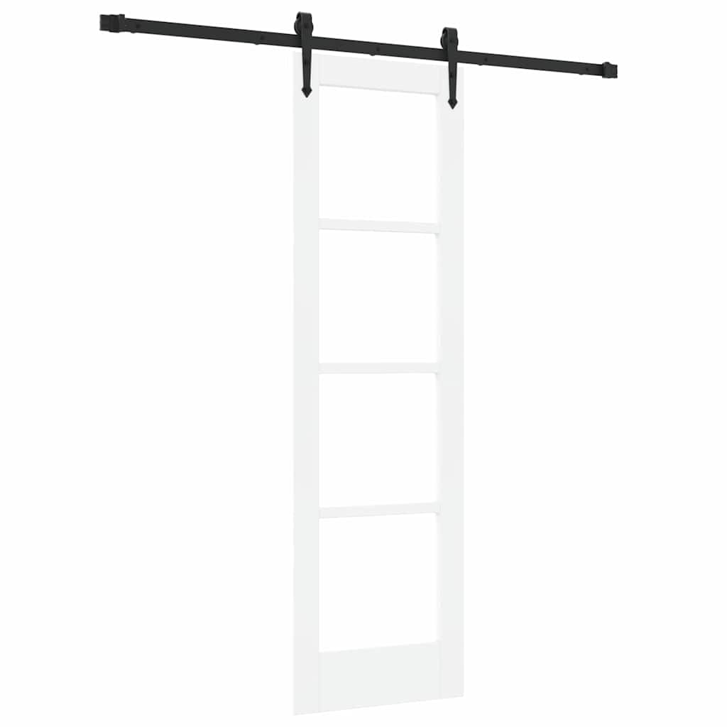 Csúszó ajtó Fehér 61 x 198,5 cm Tömör fenyőfa és üveg