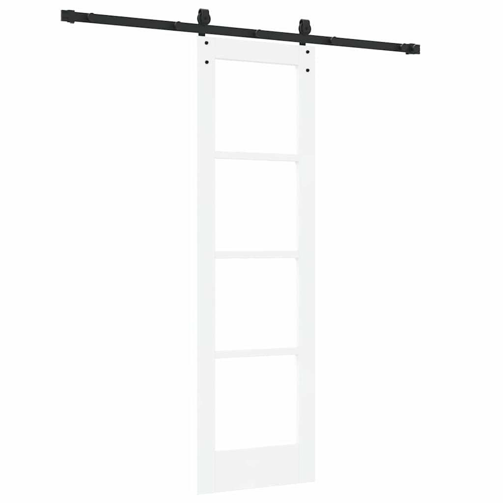 Csúszó ajtó Fehér 61 x 198,5 cm Tömör fenyőfa és üveg