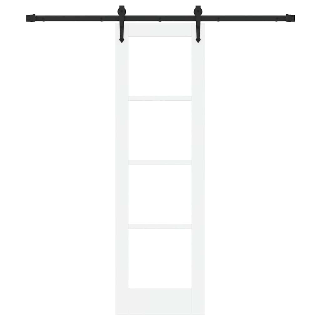 Csúszó ajtó Fehér 61 x 198,5 cm Tömör fenyőfa és üveg