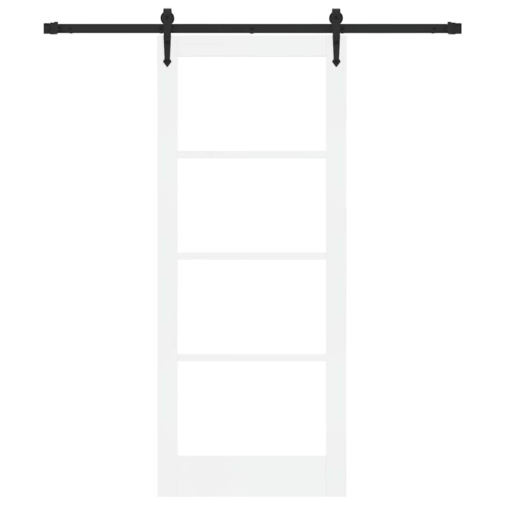 Csúszó ajtó Fehér 83 x 202 cm Tömör fenyőfa és üveg