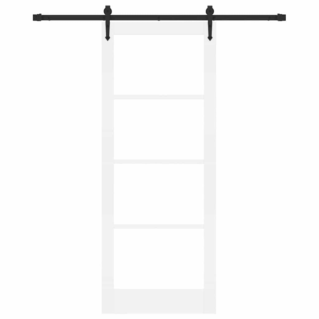 Csúszó ajtó Fehér 83 x 211 cm Tömör fenyőfa és üveg