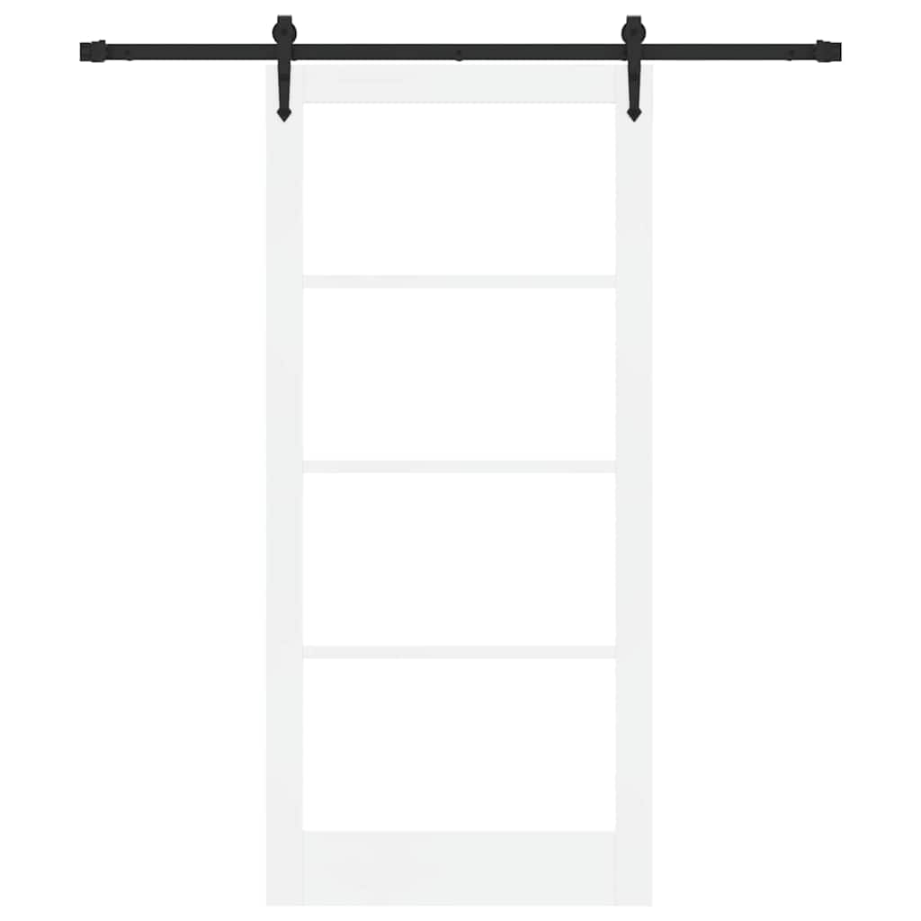 Csúszó ajtó Fehér 93 x 202 cm Tömör fenyőfa és üveg