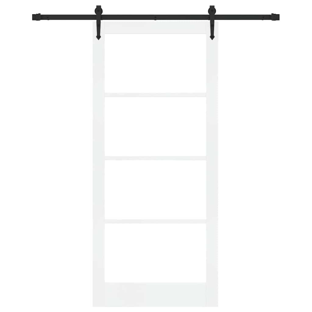 Csúszó ajtó Fehér 93 x 211 cm Tömör fenyőfa és üveg