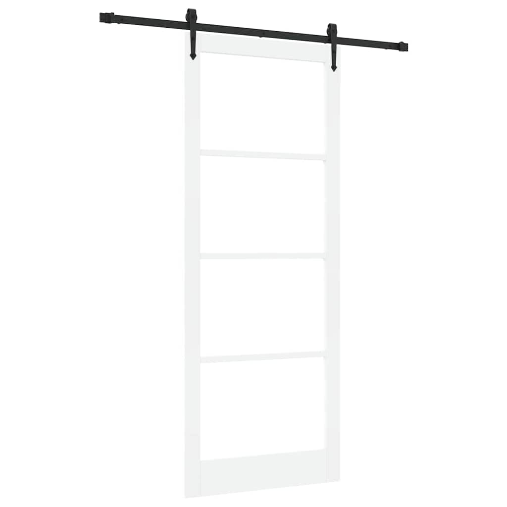 Csúszó ajtó Fehér 93 x 232 cm Tömör fenyőfa és üveg