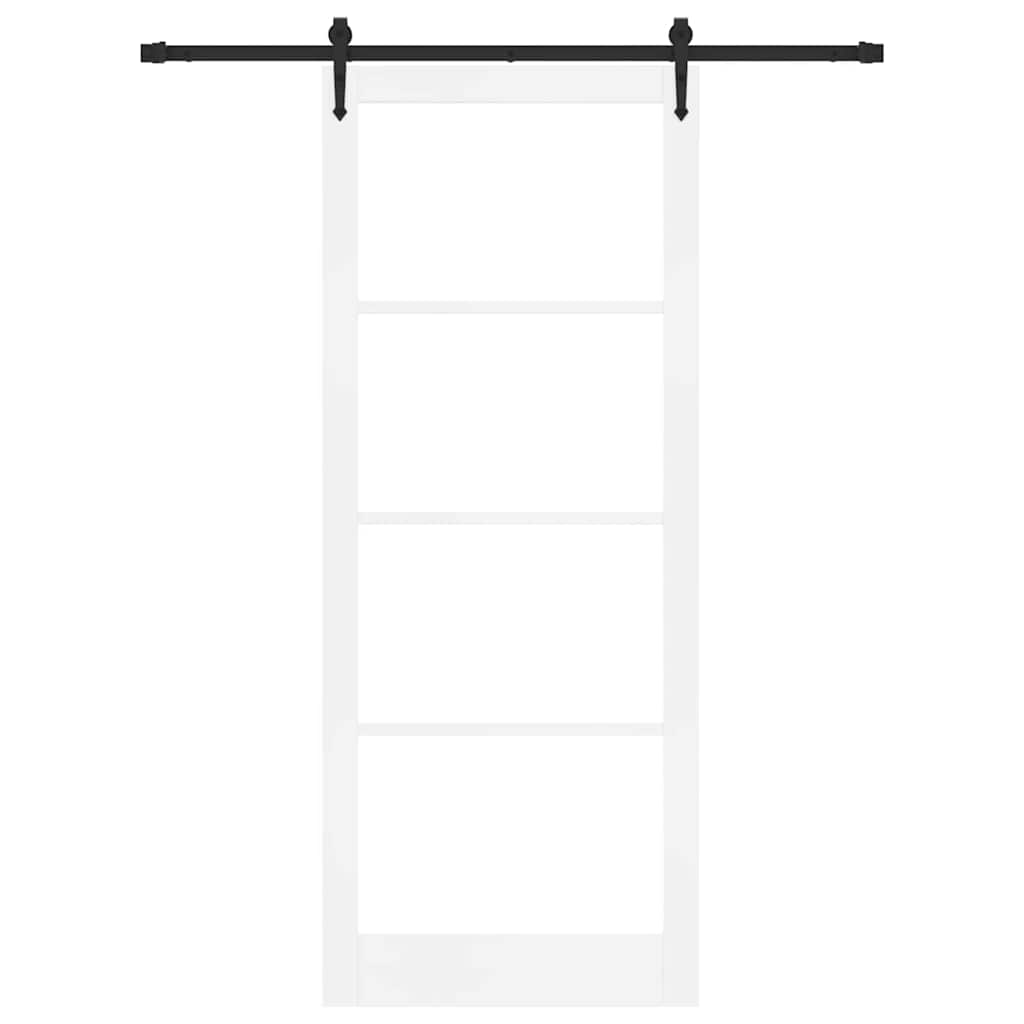 Csúszó ajtó Fehér 93 x 232 cm Tömör fenyőfa és üveg
