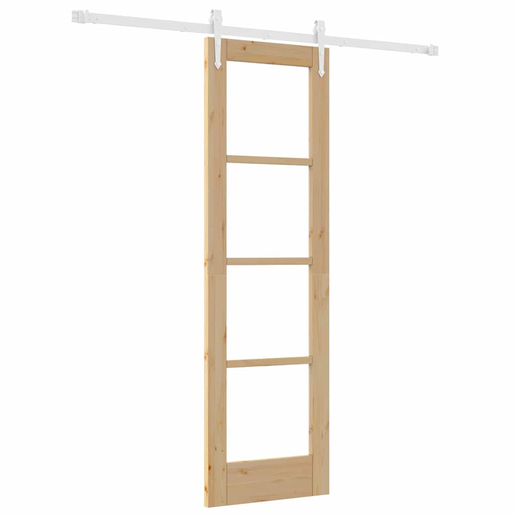 Csúszó ajtó Természetes 61 x 198,5 cm Tömör fenyőfa és üveg