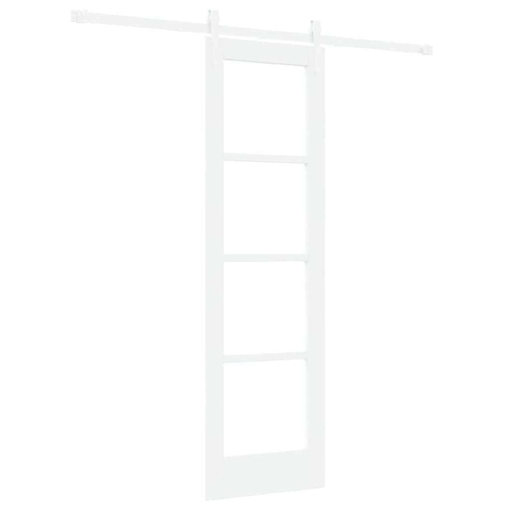 Csúszó ajtó Fehér 61 x 198,5 cm Tömör fenyőfa és üveg