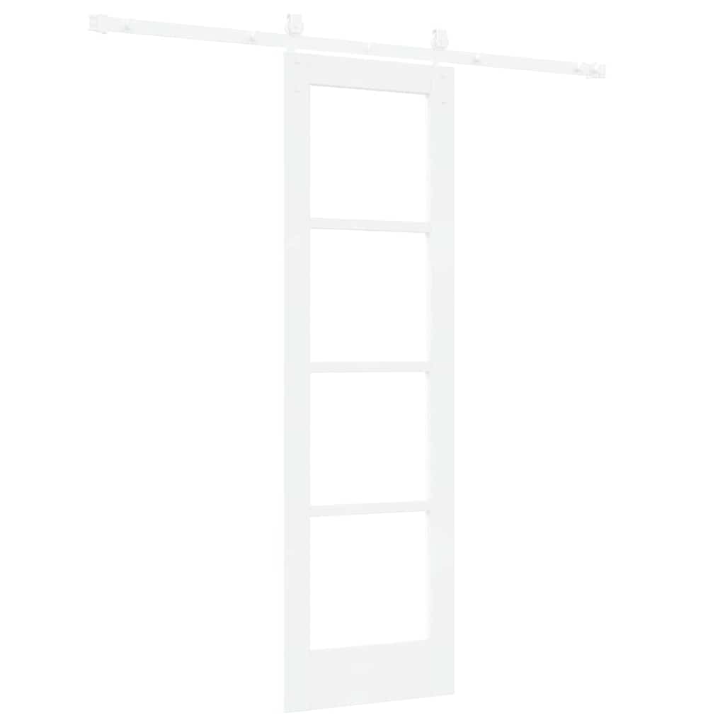 Csúszó ajtó Fehér 61 x 198,5 cm Tömör fenyőfa és üveg