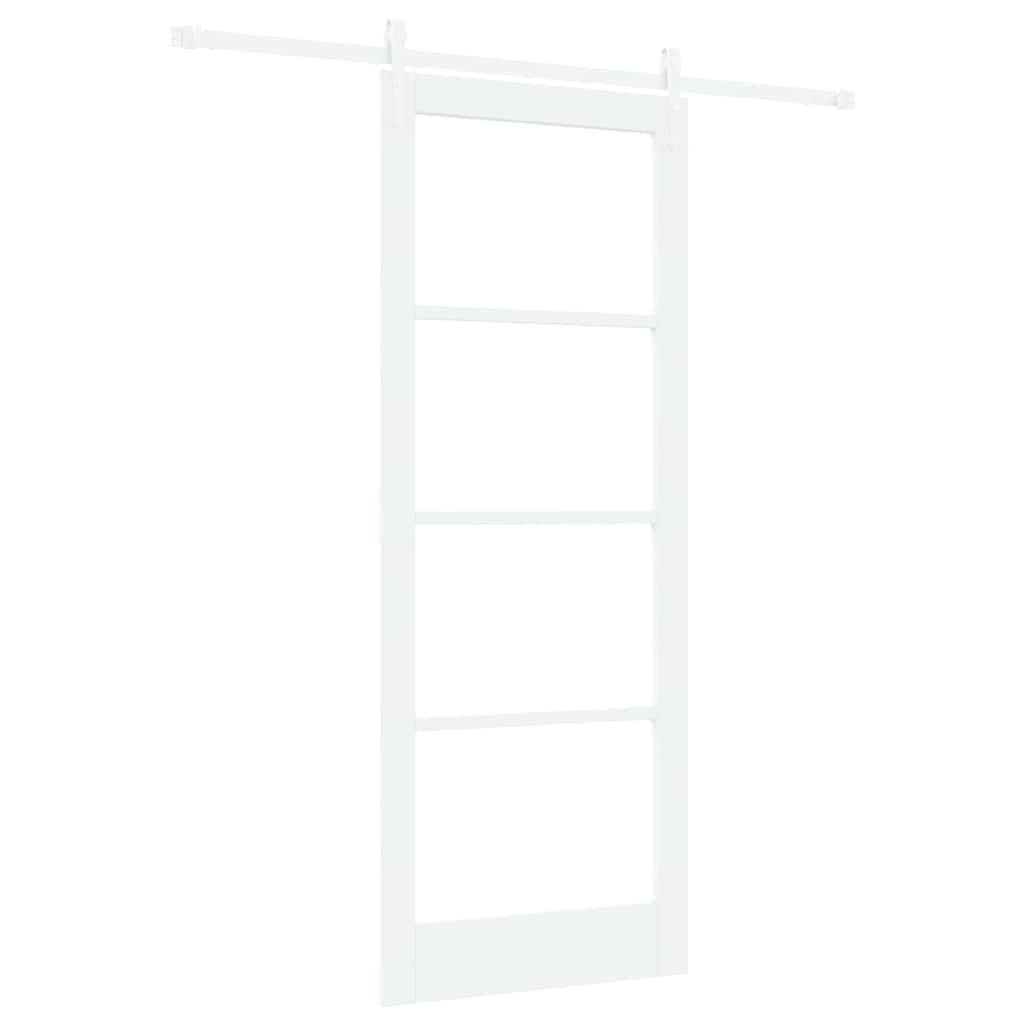 Csúszó ajtó Fehér 83 x 211 cm Tömör fenyőfa és üveg