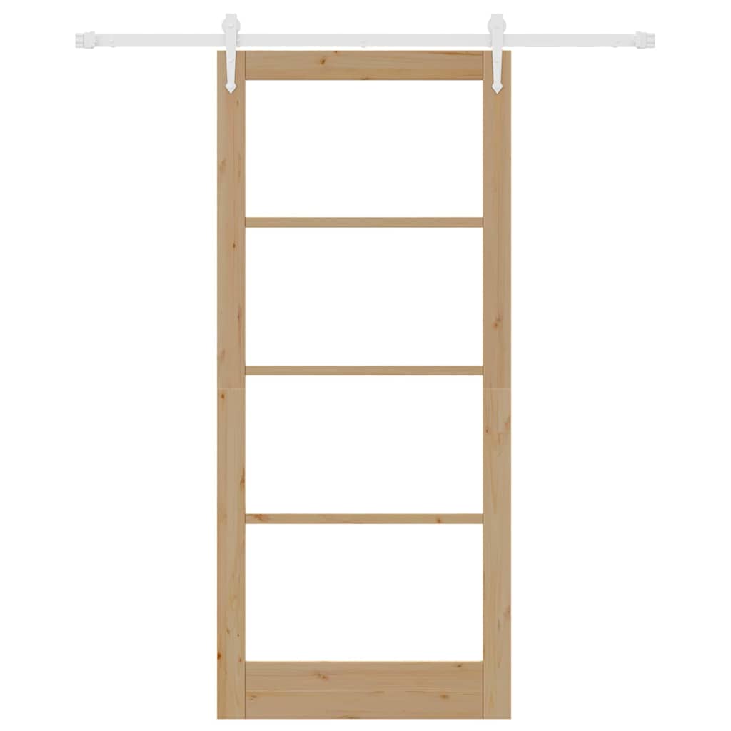 Csúszó ajtó Természetes 93 x 211 cm Tömör fenyőfa és üveg