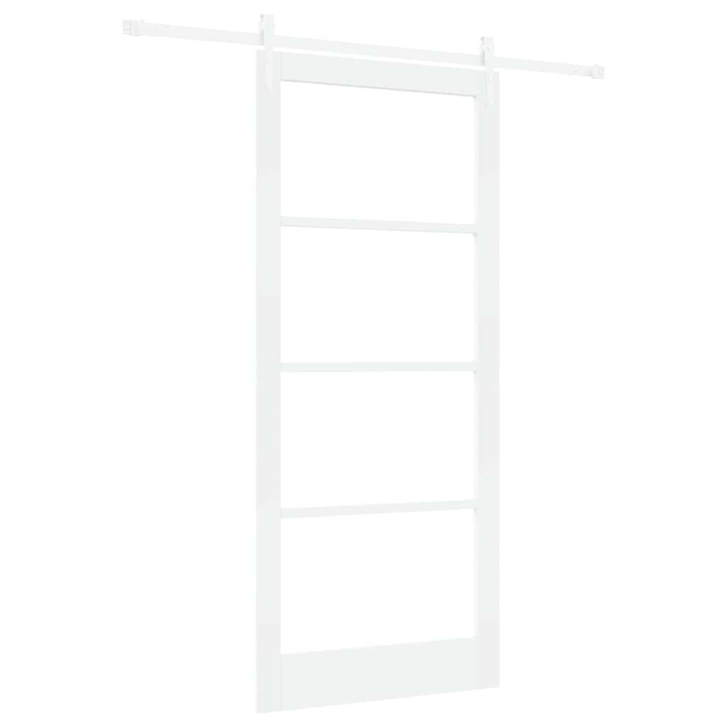 Csúszó ajtó Fehér 93 x 211 cm Tömör fenyőfa és üveg