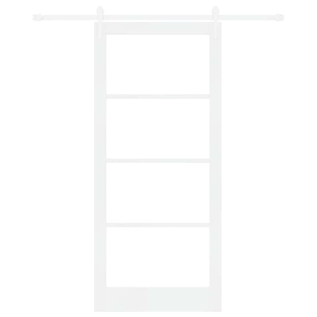 Csúszó ajtó Fehér 93 x 211 cm Tömör fenyőfa és üveg