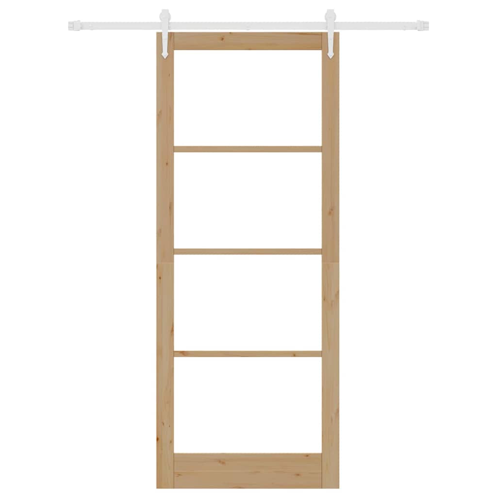 Csúszó ajtó Természetes 93 x 232 cm Tömör fenyőfa és üveg