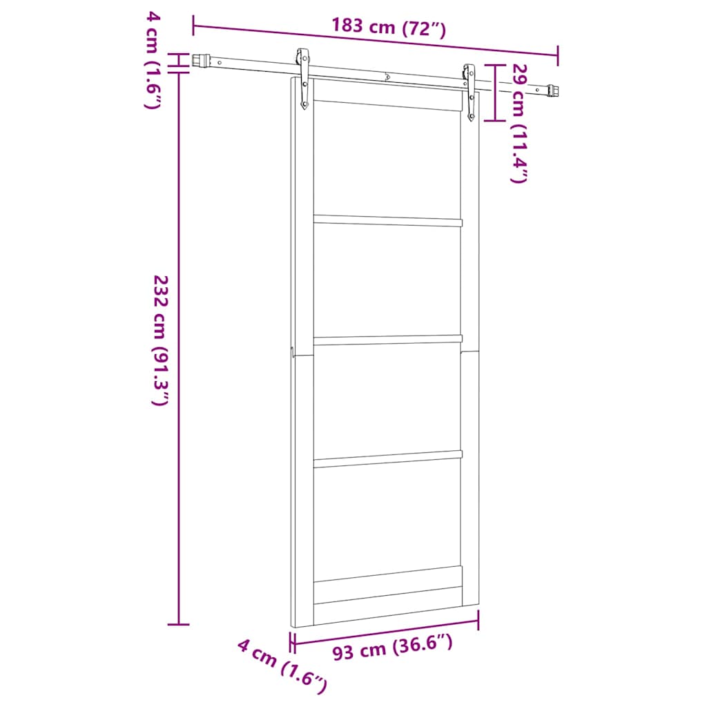 Csúszó ajtó Természetes 93 x 232 cm Tömör fenyőfa és üveg