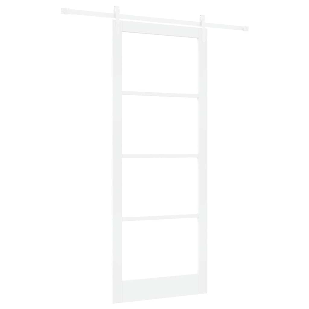 Csúszó ajtó Fehér 93 x 232 cm Tömör fenyőfa és üveg
