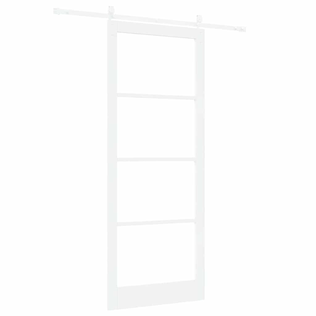 Csúszó ajtó Fehér 93 x 232 cm Tömör fenyőfa és üveg