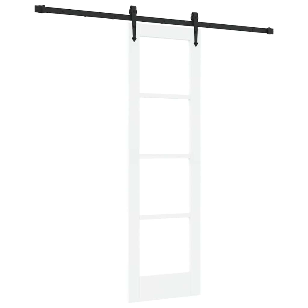 Csúszó ajtó Fehér és fekete 61 x 198,5 cm Tömör fenyőfa és üveg