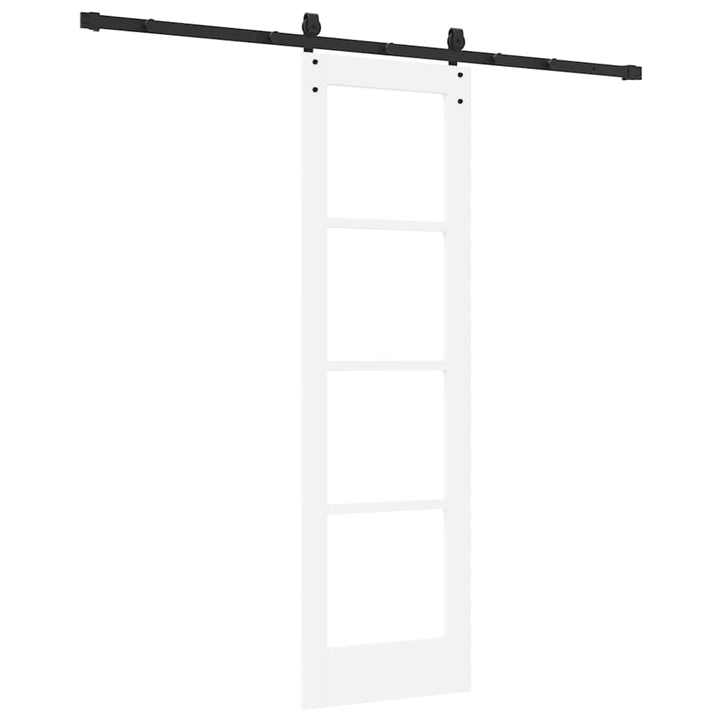 Csúszó ajtó Fehér és fekete 61 x 198,5 cm Tömör fenyőfa és üveg