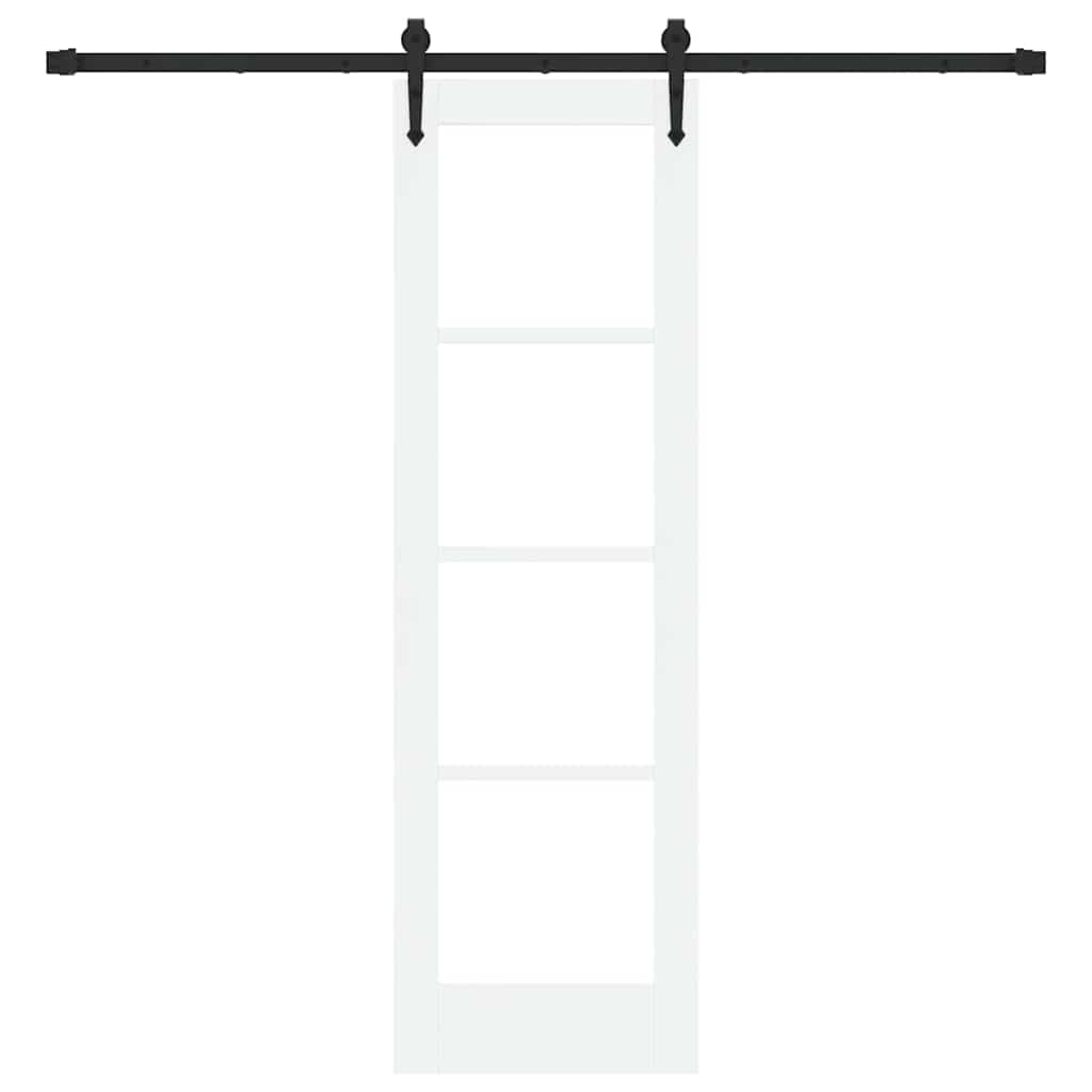 Csúszó ajtó Fehér és fekete 61 x 198,5 cm Tömör fenyőfa és üveg