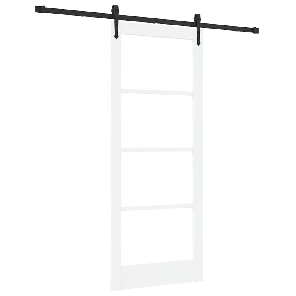 Csúszó ajtó Fehér és fekete 83 x 202 cm Tömör fenyőfa és üveg