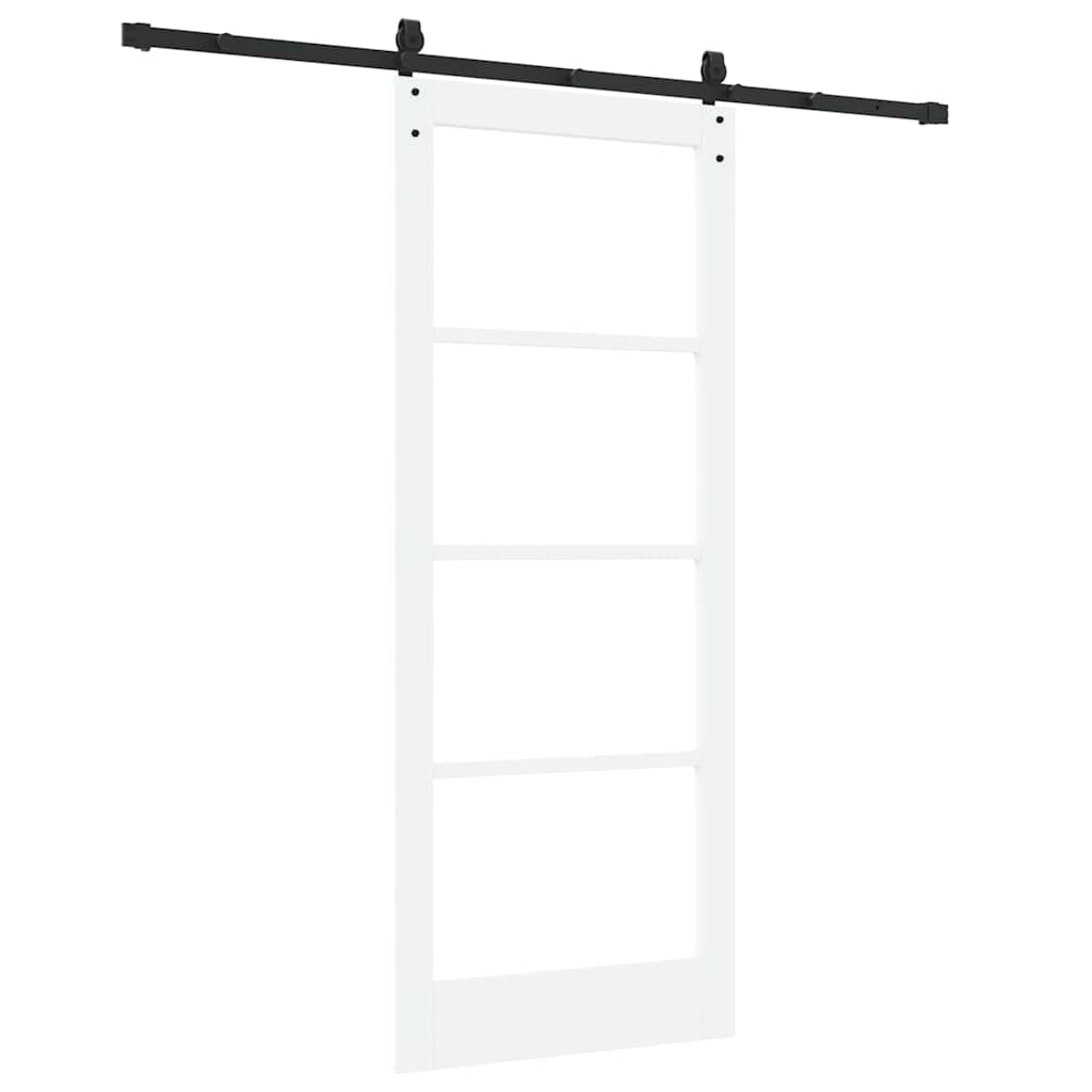 Csúszó ajtó Fehér és fekete 83 x 202 cm Tömör fenyőfa és üveg