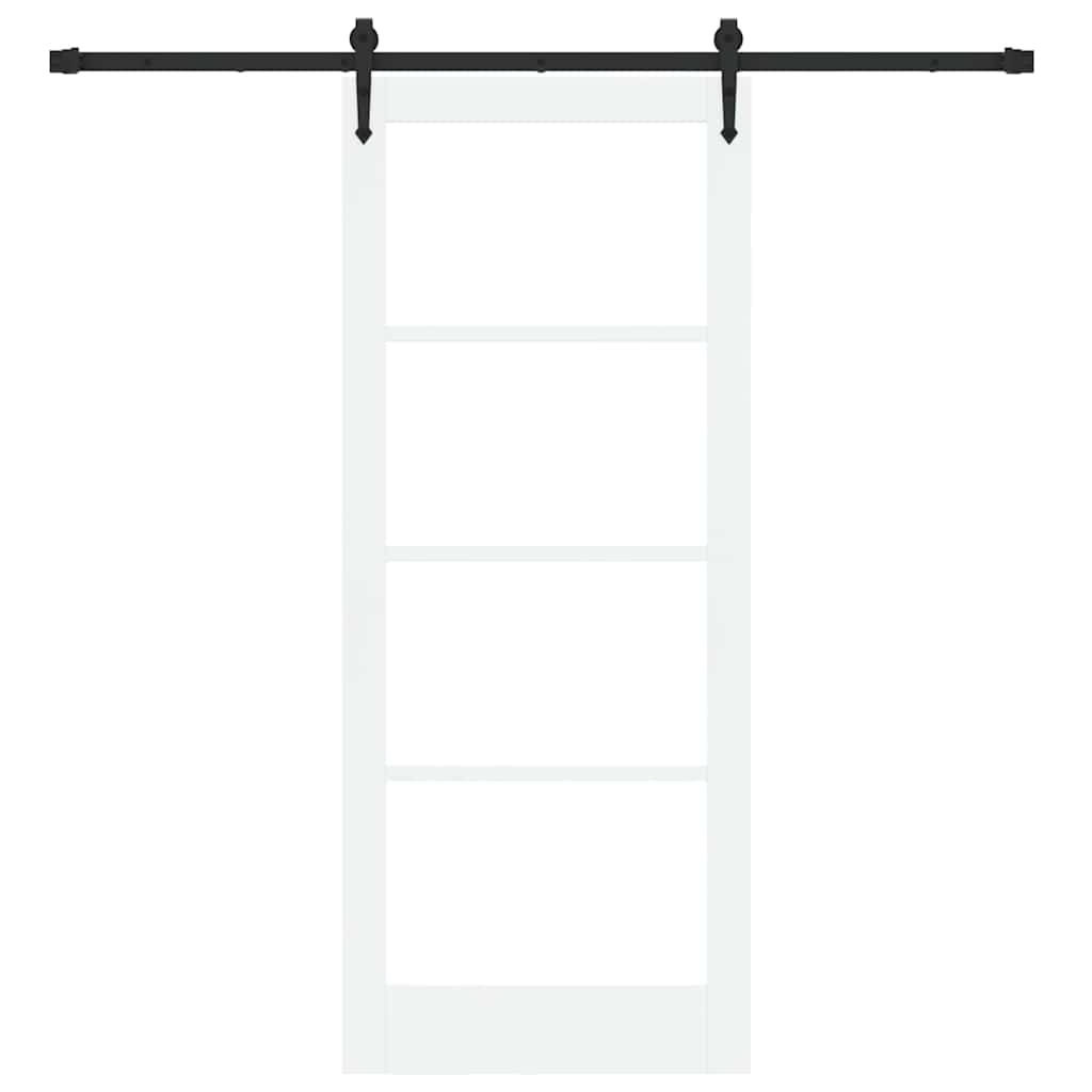 Csúszó ajtó Fehér és fekete 83 x 202 cm Tömör fenyőfa és üveg
