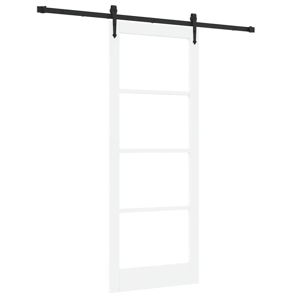 Csúszó ajtó Fehér és fekete 83 x 211 cm Tömör fenyőfa és üveg