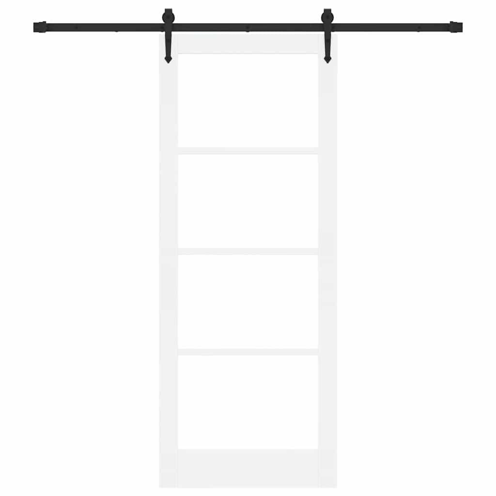 Csúszó ajtó Fehér és fekete 83 x 211 cm Tömör fenyőfa és üveg