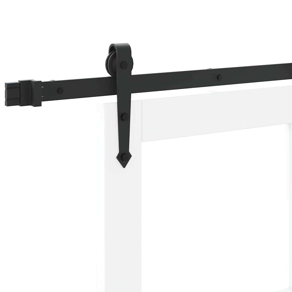 Csúszó ajtó Fehér és fekete 93 x 202 cm Tömör fenyőfa és üveg
