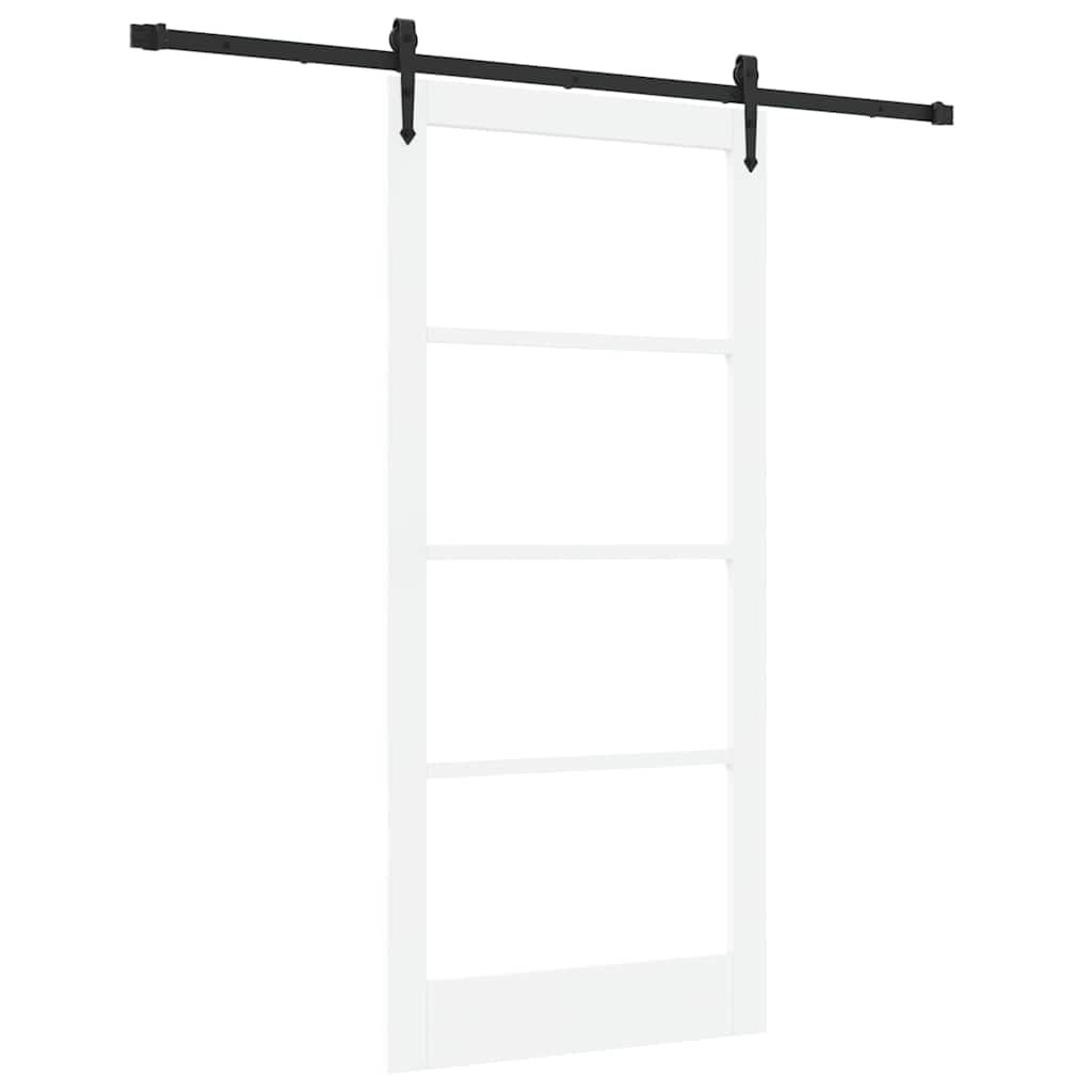 Csúszó ajtó Fehér és fekete 93 x 202 cm Tömör fenyőfa és üveg