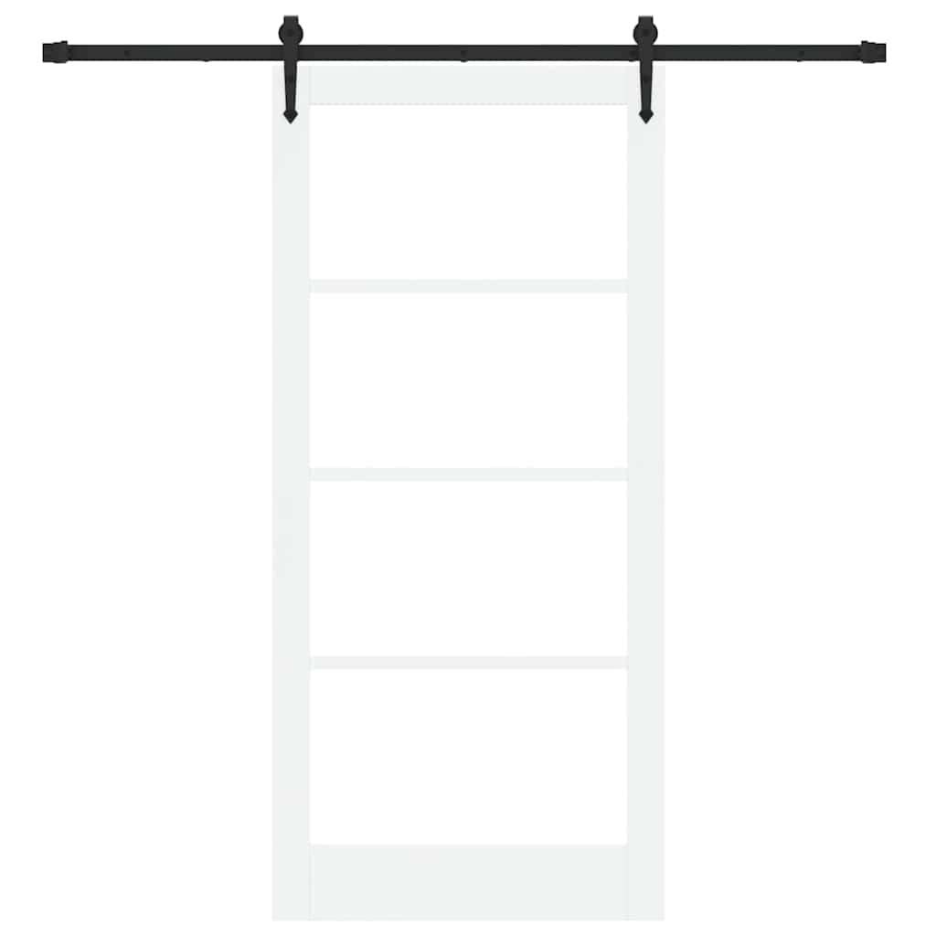 Csúszó ajtó Fehér és fekete 93 x 202 cm Tömör fenyőfa és üveg