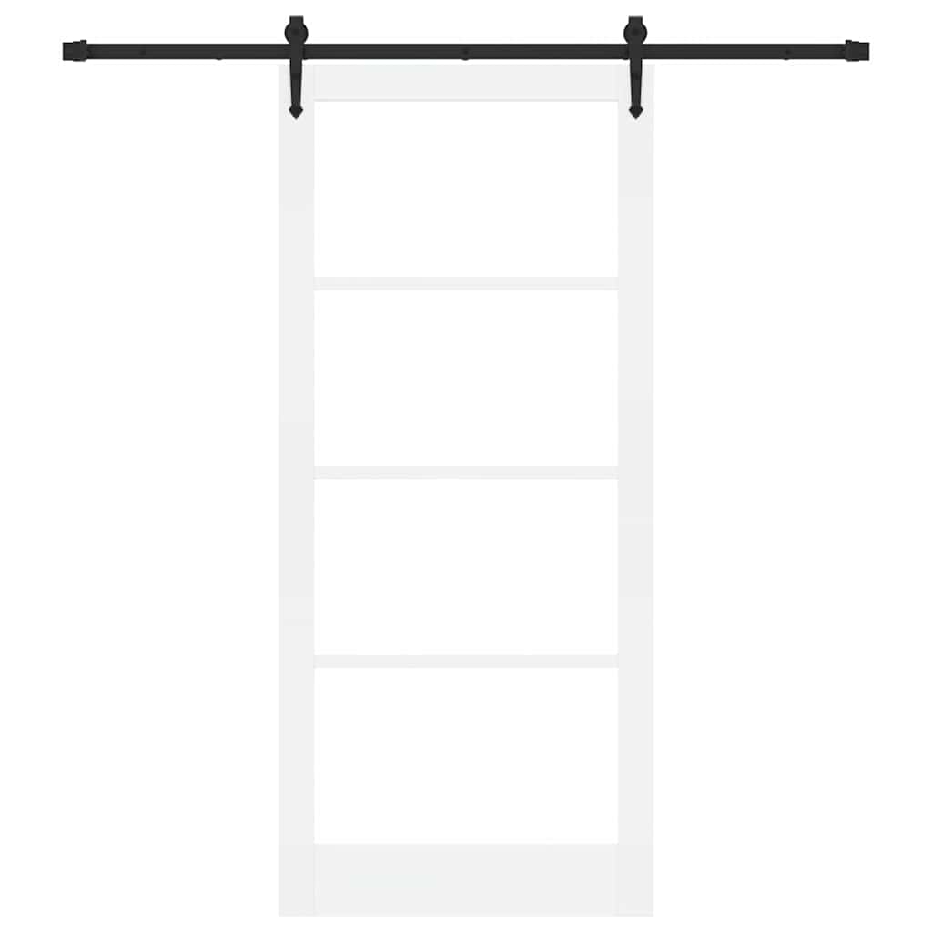 Csúszó ajtó Fehér és fekete 93 x 211 cm Tömör fenyőfa és üveg