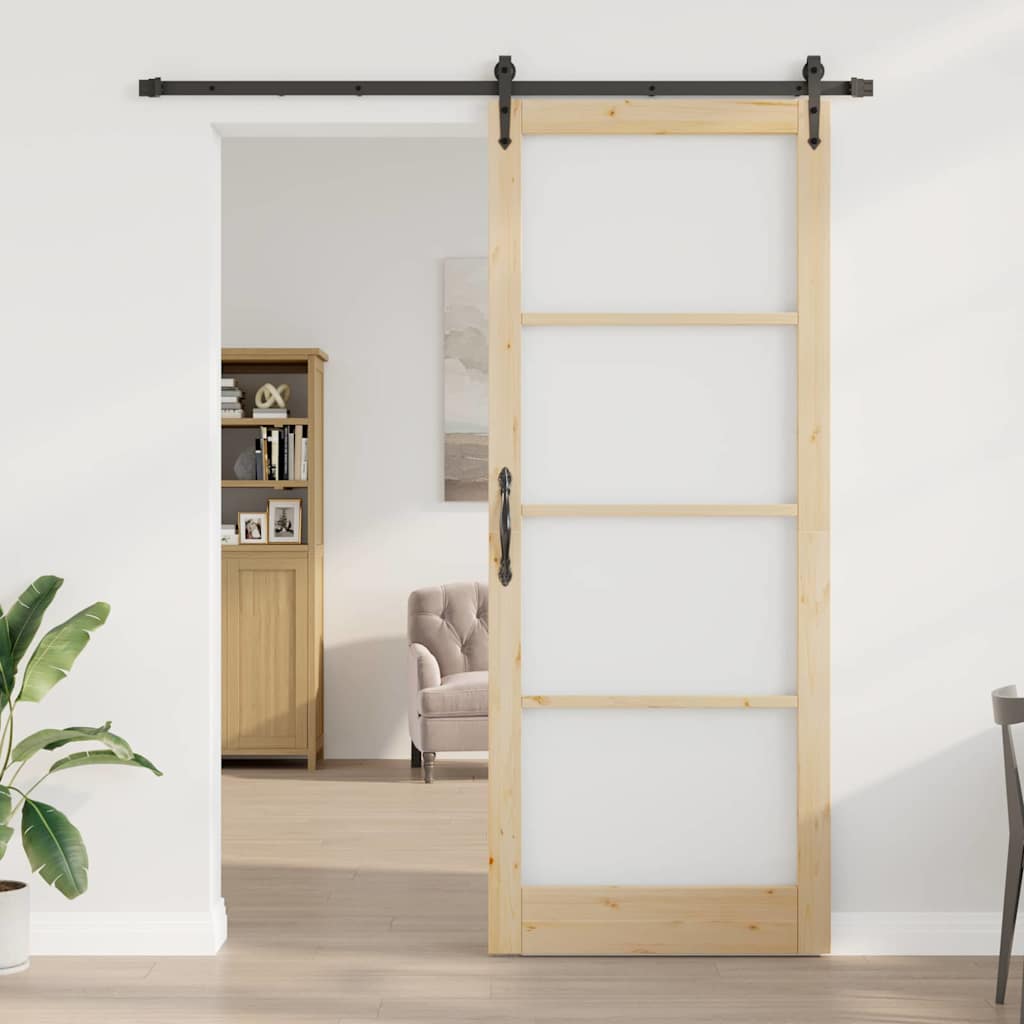 Csúszó ajtó Természetes és fekete 93 x 232 cm