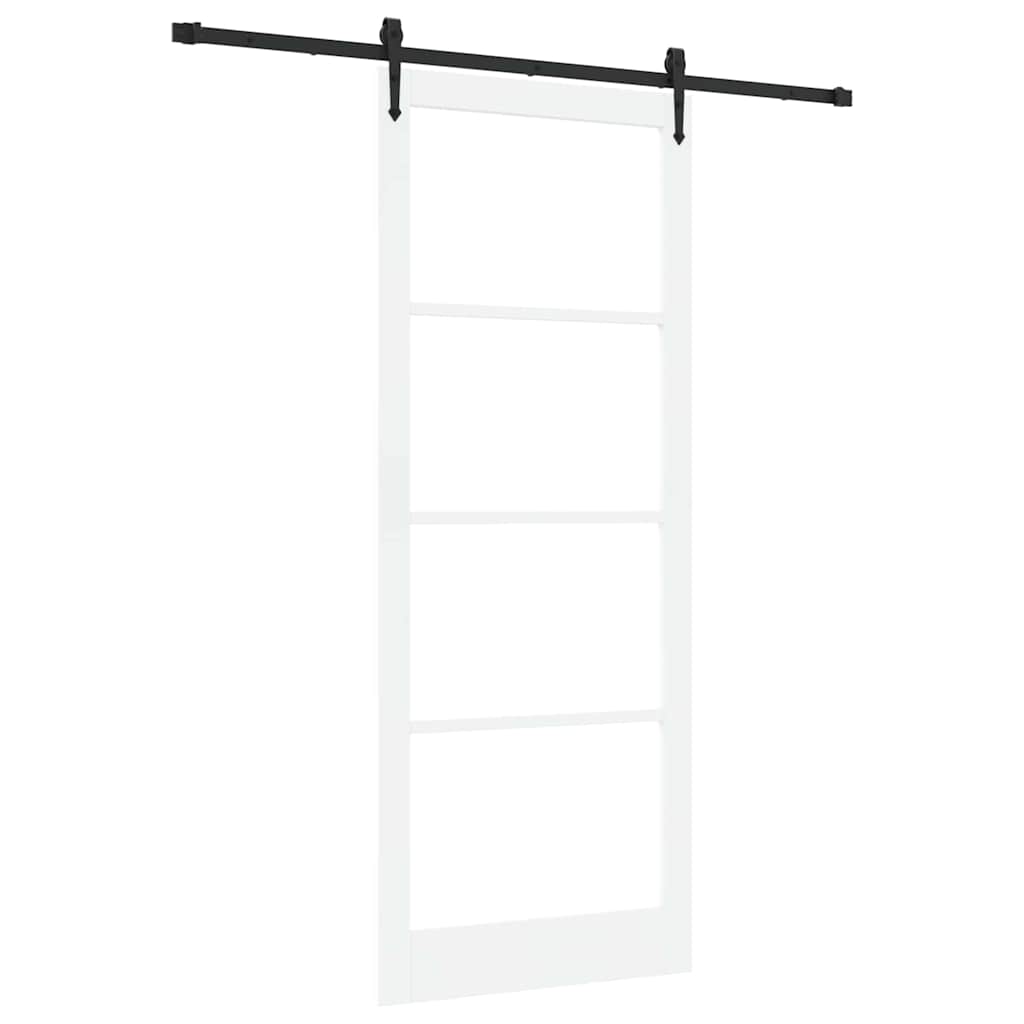 Csúszó ajtó Fehér és fekete 93 x 232 cm Tömör fenyőfa és üveg