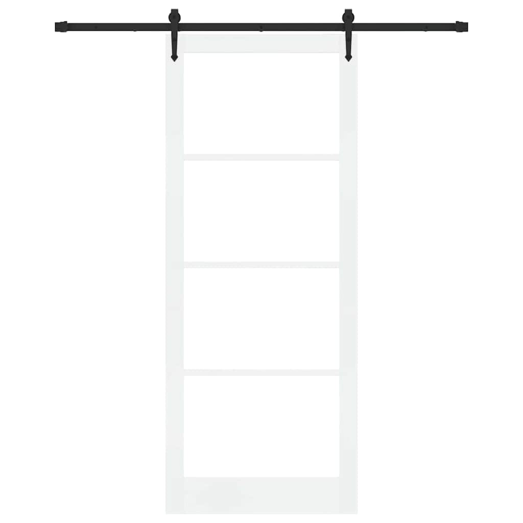 Csúszó ajtó Fehér és fekete 93 x 232 cm Tömör fenyőfa és üveg