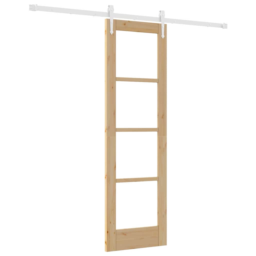 Csúszó ajtó Természetes 61 x 198,5 cm Tömör fenyőfa és üveg