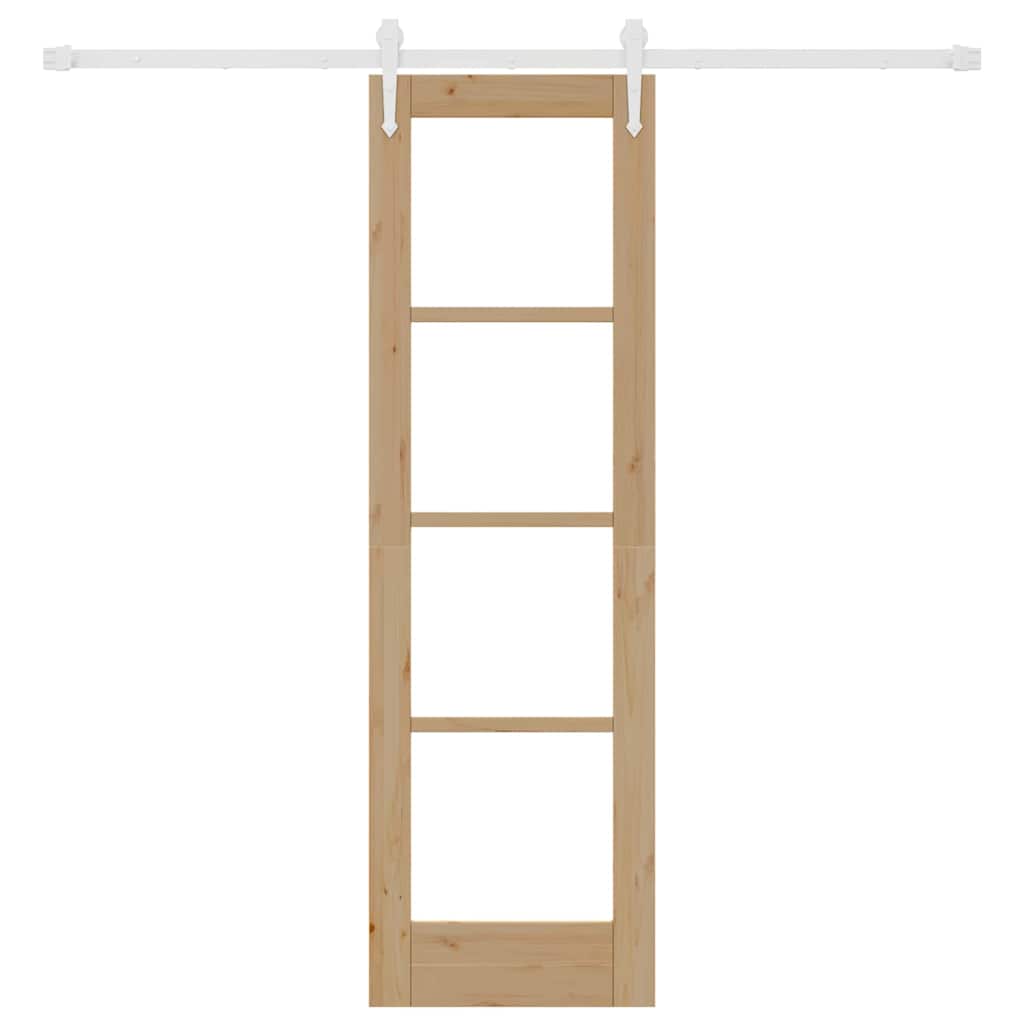 Csúszó ajtó Természetes 61 x 198,5 cm Tömör fenyőfa és üveg