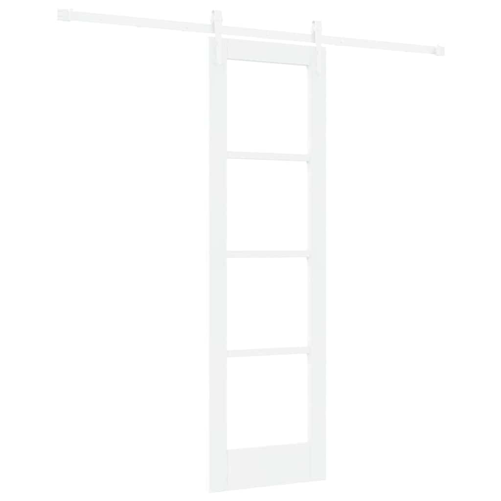 Csúszó ajtó Fehér 61 x 198,5 cm Tömör fenyőfa és üveg