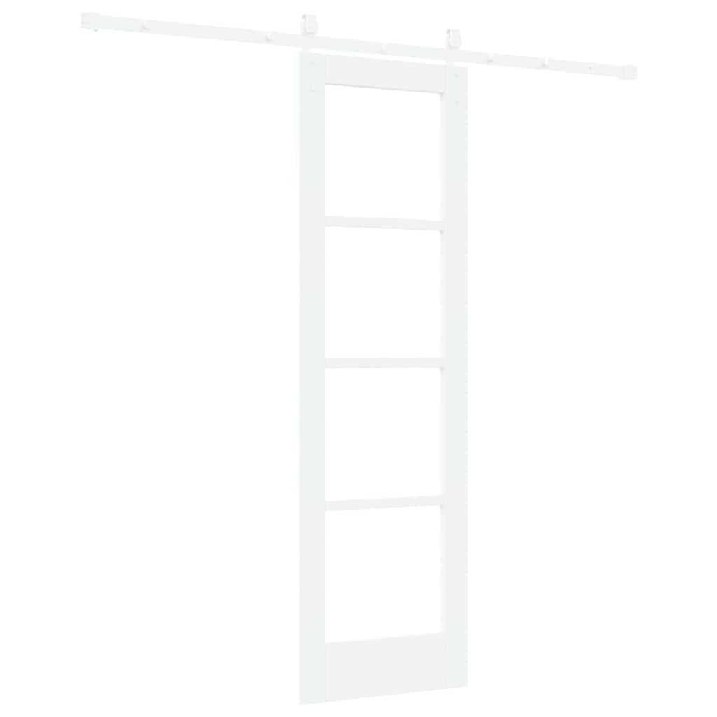 Csúszó ajtó Fehér 61 x 198,5 cm Tömör fenyőfa és üveg
