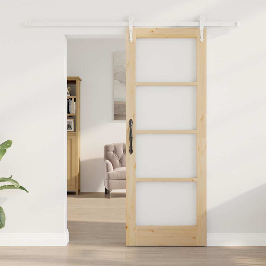 Egyszerű Csúszó Ajtó Barna 73.5 x 198.5 cm Fa és fém