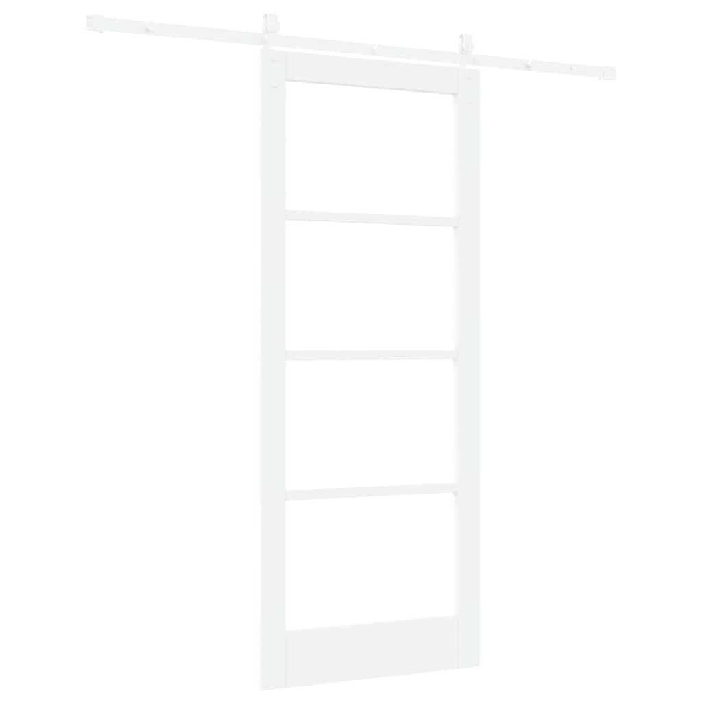 Csúszó ajtó Fehér 83 x 202 cm Tömör fenyőfa és üveg