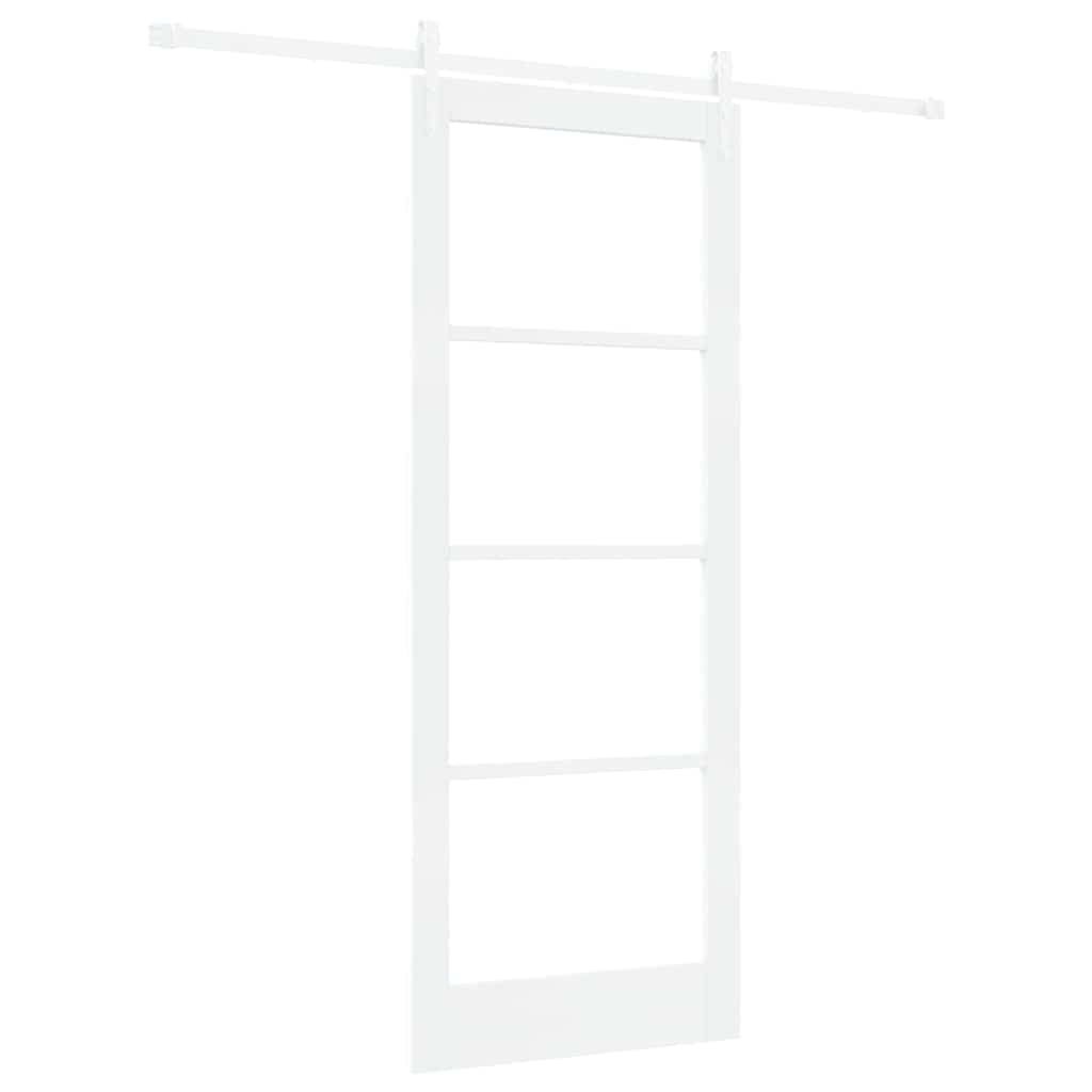 Csúszó ajtó Fehér 83 x 211 cm Tömör fenyőfa és üveg