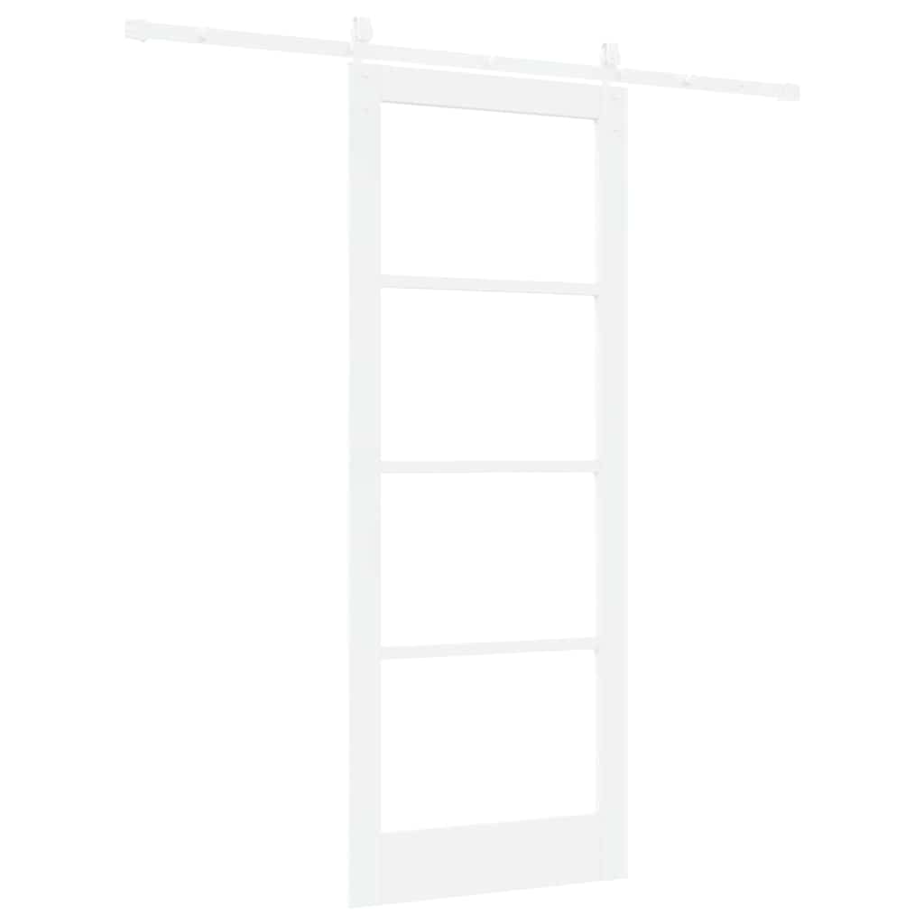 Csúszó ajtó Fehér 83 x 211 cm Tömör fenyőfa és üveg