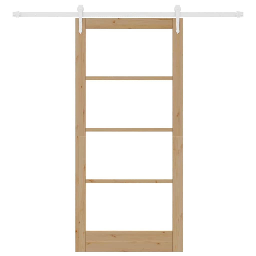 Csúszó ajtó Természetes 93 x 202 cm Tömör fenyőfa és üveg