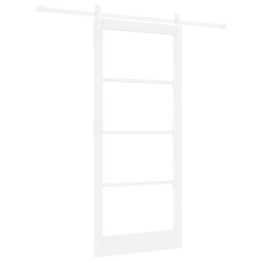 Csúszó ajtó Fehér 93 x 211 cm Tömör fenyőfa és üveg
