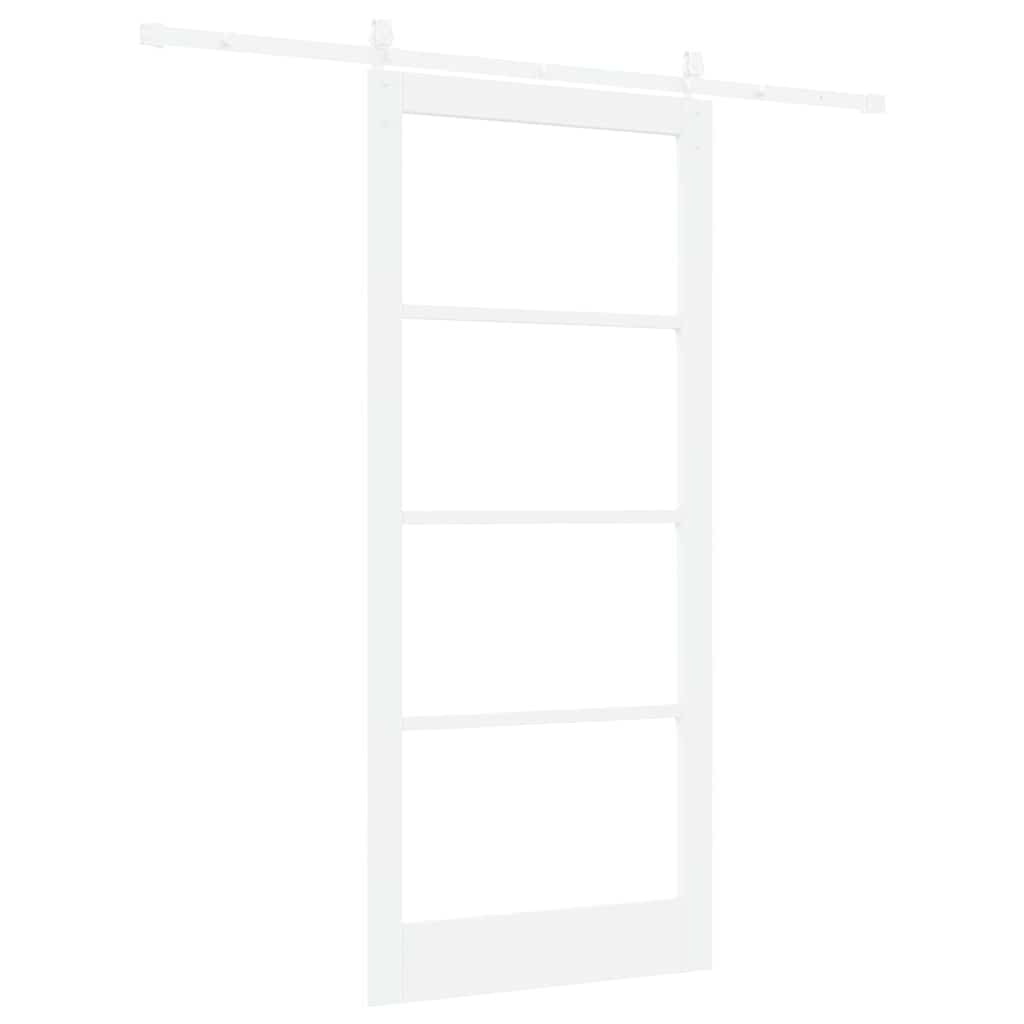 Csúszó ajtó Fehér 93 x 211 cm Tömör fenyőfa és üveg