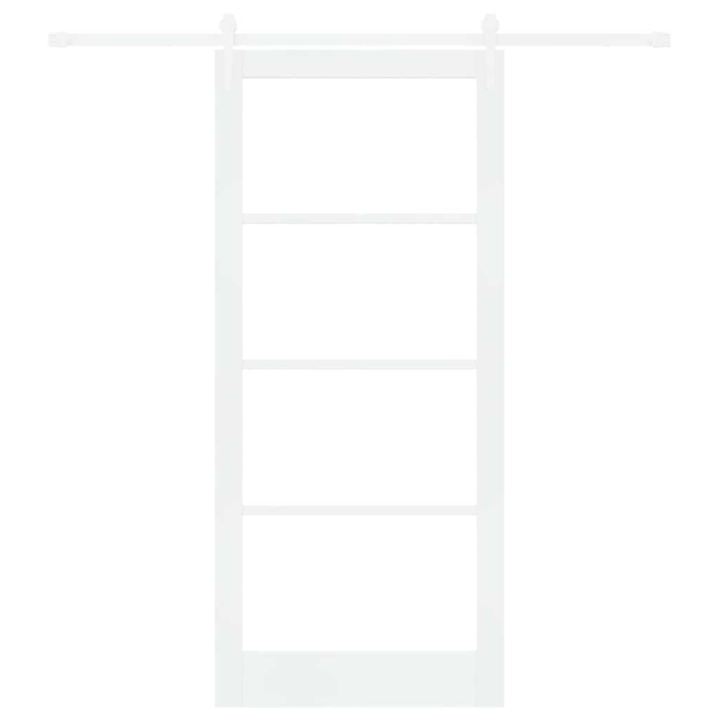Csúszó ajtó Fehér 93 x 211 cm Tömör fenyőfa és üveg