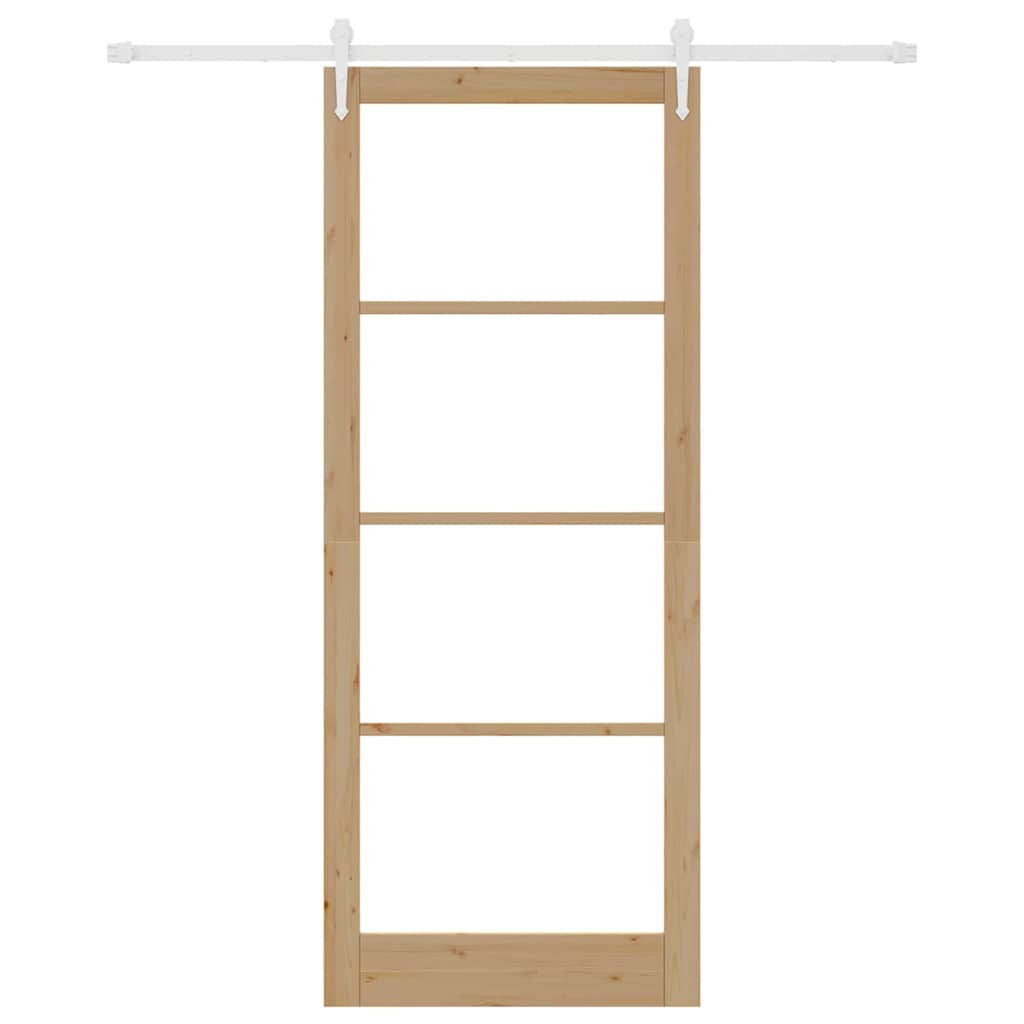 Csúszó ajtó Természetes 93 x 232 cm Tömör fenyőfa és üveg