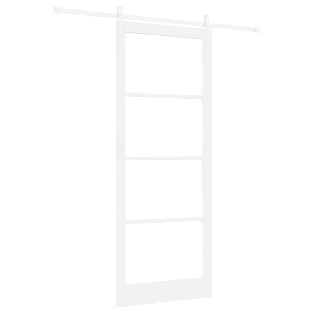 Csúszó ajtó Fehér 93 x 232 cm Tömör fenyőfa és üveg